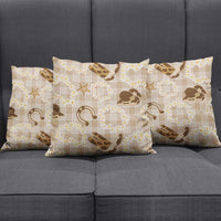 Aloha Hawaii Paniolo Khaki Palaka Pillow Cover Coastal Rodeo - Polynesian Pride