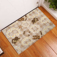 Aloha Hawaii Paniolo Khaki Palaka Rubber Doormat Coastal Rodeo - Polynesian Pride