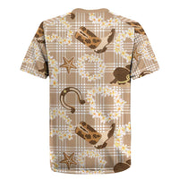 Aloha Hawaii Paniolo Khaki Palaka Rugby Jersey Coastal Rodeo - Polynesian Pride