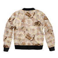 Aloha Hawaii Paniolo Khaki Palaka Sleeve Zip Bomber Jacket Coastal Rodeo - Polynesian Pride