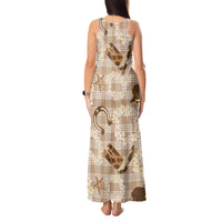 Aloha Hawaii Paniolo Khaki Palaka Tank Maxi Dress Coastal Rodeo LT7 - Polynesian Pride