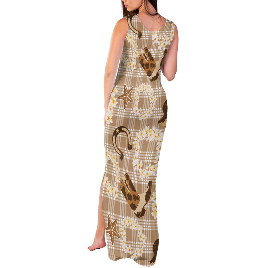 Aloha Hawaii Paniolo Khaki Palaka Tank Maxi Dress Coastal Rodeo LT7 - Polynesian Pride