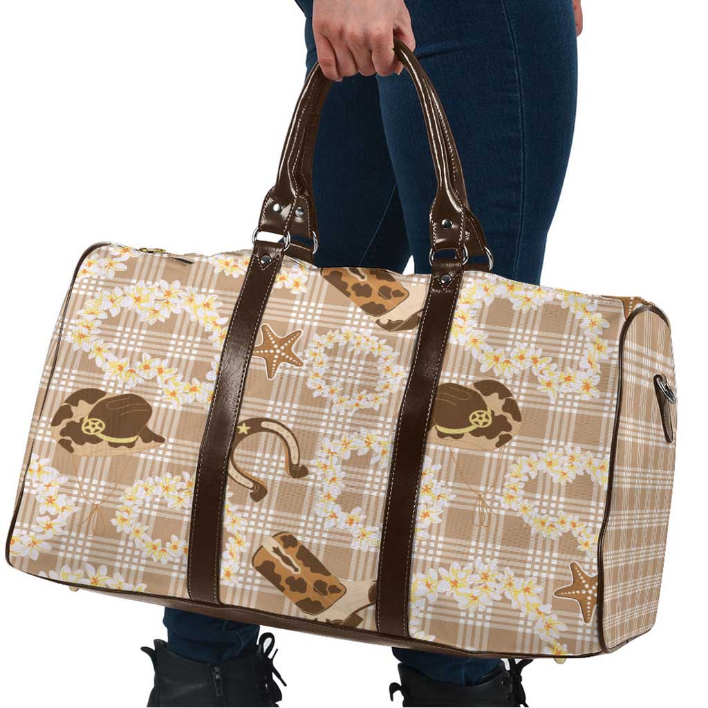Aloha Hawaii Paniolo Khaki Palaka Travel Bag Coastal Rodeo - Polynesian Pride