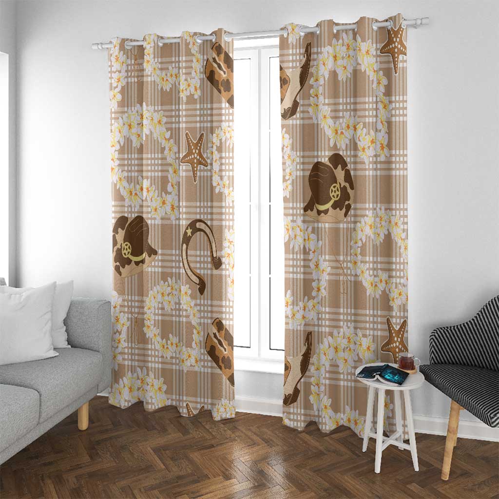 Aloha Hawaii Paniolo Khaki Palaka Window Curtain Coastal Rodeo - Polynesian Pride