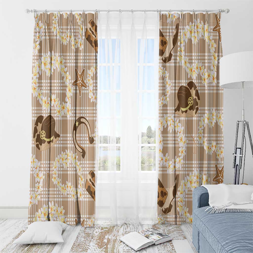 Aloha Hawaii Paniolo Khaki Palaka Window Curtain Coastal Rodeo - Polynesian Pride