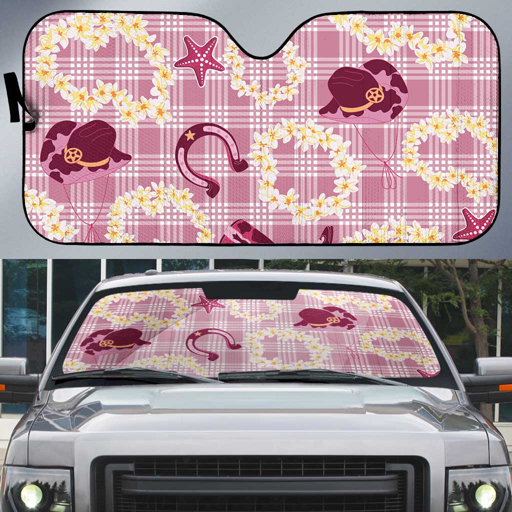 Aloha Hawaii Paniolo Lokelani Rose Palaka Auto Sun Shade Coastal Rodeo LT7 Rose Pink - Polynesian Pride