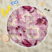 Aloha Hawaii Paniolo Lokelani Rose Palaka Beach Blanket Coastal Rodeo LT7 One Size 150cm Rose Pink - Polynesian Pride