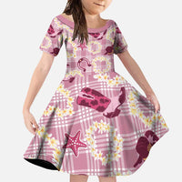 Aloha Hawaii Paniolo Lokelani Rose Palaka Family Matching Mermaid Dress and Hawaiian Shirt Coastal Rodeo LT7 Daughter's Dress Rose Pink - Polynesian Pride