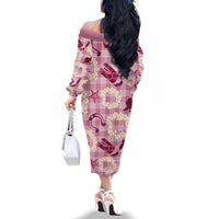Aloha Hawaii Paniolo Lokelani Rose Palaka Family Matching Off The Shoulder Long Sleeve Dress and Hawaiian Shirt Coastal Rodeo LT7 - Polynesian Pride