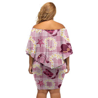 Aloha Hawaii Paniolo Lokelani Rose Palaka Family Matching Off Shoulder Short Dress and Hawaiian Shirt Coastal Rodeo LT7 - Polynesian Pride
