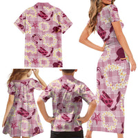Aloha Hawaii Paniolo Lokelani Rose Palaka Family Matching Short Sleeve Bodycon Dress and Hawaiian Shirt Coastal Rodeo LT7 - Polynesian Pride