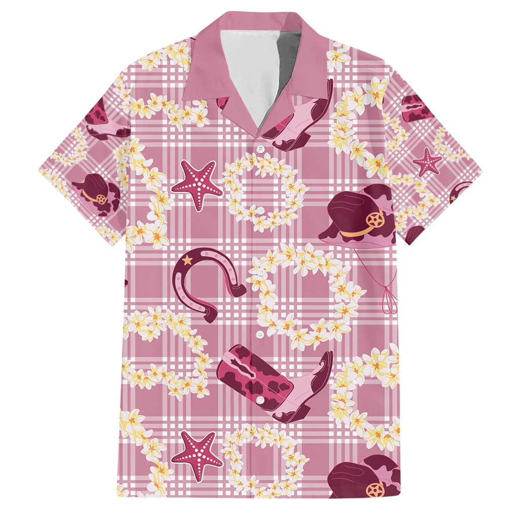 Aloha Hawaii Paniolo Lokelani Rose Palaka Family Matching Short Sleeve Bodycon Dress and Hawaiian Shirt Coastal Rodeo LT7 Dad's Shirt - Short Sleeve Rose Pink - Polynesian Pride