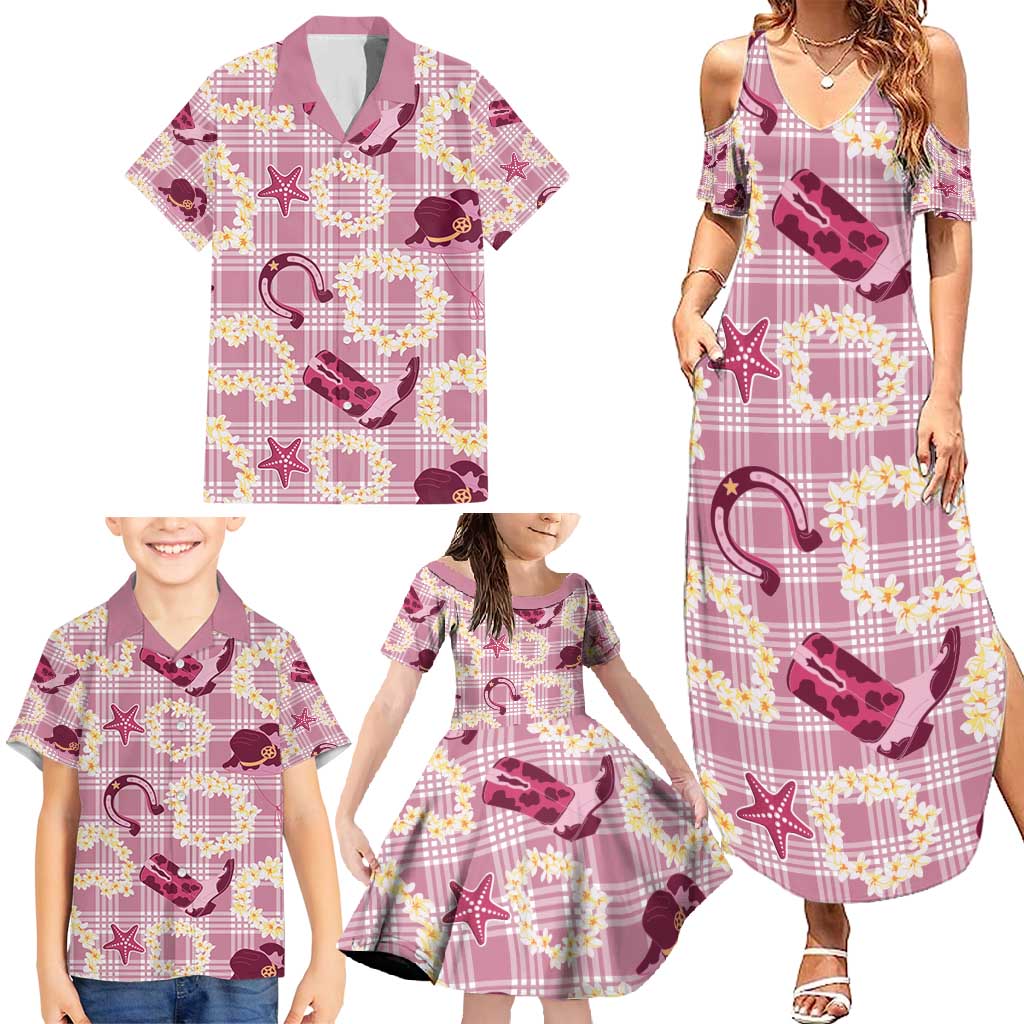 Aloha Hawaii Paniolo Lokelani Rose Palaka Family Matching Summer Maxi Dress and Hawaiian Shirt Coastal Rodeo LT7 - Polynesian Pride