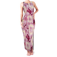 Aloha Hawaii Paniolo Lokelani Rose Palaka Family Matching Tank Maxi Dress and Hawaiian Shirt Coastal Rodeo LT7 Mom's Dress Rose Pink - Polynesian Pride