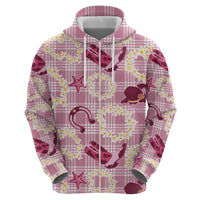 Aloha Hawaii Paniolo Lokelani Rose Palaka Hoodie Coastal Rodeo - Polynesian Pride