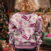 Aloha Hawaii Paniolo Lokelani Rose Palaka Kid Ugly Christmas Sweater Coastal Rodeo LT7 - Polynesian Pride
