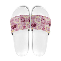 Aloha Hawaii Paniolo Lokelani Rose Palaka Slide Sandals Coastal Rodeo - Polynesian Pride