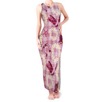 Aloha Hawaii Paniolo Lokelani Rose Palaka Tank Maxi Dress Coastal Rodeo - Polynesian Pride