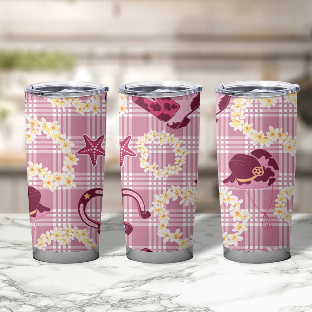 Aloha Hawaii Paniolo Lokelani Rose Palaka Tumbler Cup Coastal Rodeo LT7 - Polynesian Pride