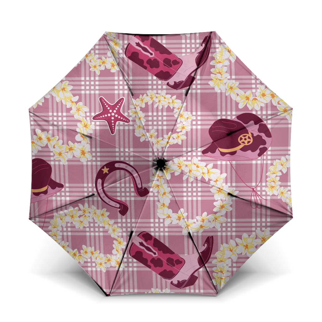 Aloha Hawaii Paniolo Lokelani Rose Palaka Umbrella Coastal Rodeo - Polynesian Pride