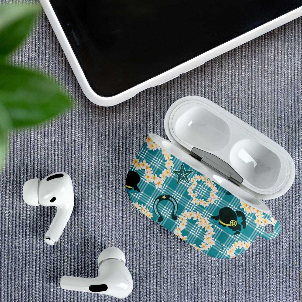 Aloha Hawaii Paniolo Teal Palaka AirPods Case Coastal Rodeo - Polynesian Pride
