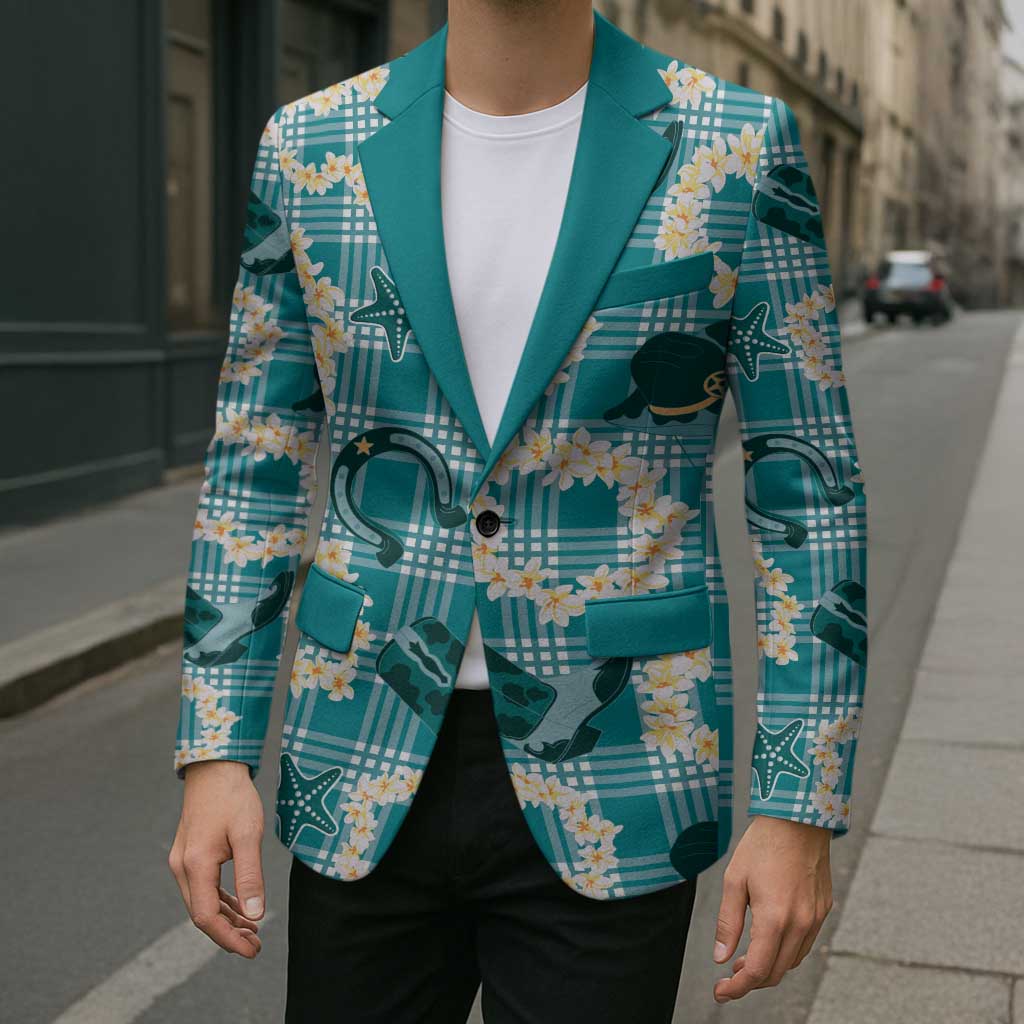 Aloha Hawaii Paniolo Teal Palaka Blazer Coastal Rodeo - Polynesian Pride