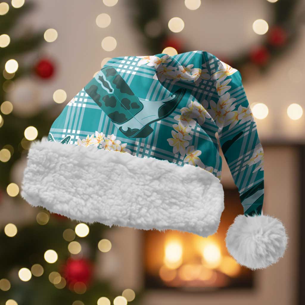 Aloha Hawaii Paniolo Teal Palaka Christmas Santa Hat Coastal Rodeo - Polynesian Pride
