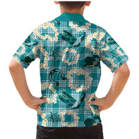 Aloha Hawaii Paniolo Teal Palaka Family Matching Mermaid Dress and Hawaiian Shirt Coastal Rodeo LT7 - Polynesian Pride