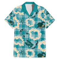 Aloha Hawaii Paniolo Teal Palaka Family Matching Mermaid Dress and Hawaiian Shirt Coastal Rodeo LT7 Dad's Shirt - Short Sleeve Teal - Polynesian Pride