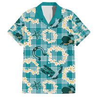 Aloha Hawaii Paniolo Teal Palaka Family Matching Summer Maxi Dress and Hawaiian Shirt Coastal Rodeo LT7 Dad's Shirt - Short Sleeve Teal - Polynesian Pride