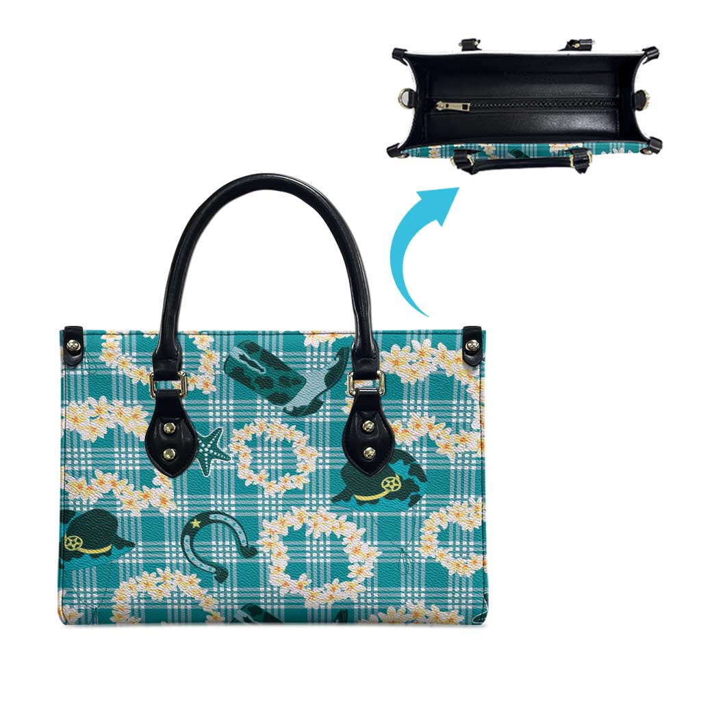 Aloha Hawaii Paniolo Teal Palaka Leather Bag Coastal Rodeo - Polynesian Pride