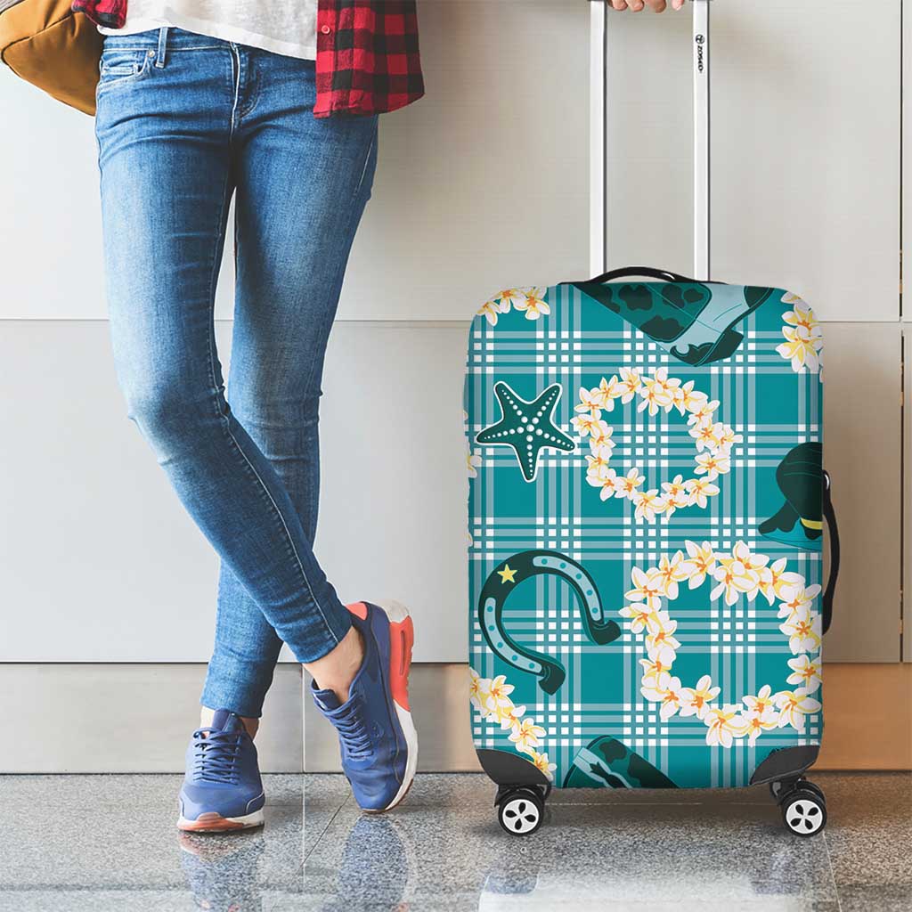 Aloha Hawaii Paniolo Teal Palaka Luggage Cover Coastal Rodeo - Polynesian Pride