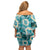Aloha Hawaii Paniolo Teal Palaka Off Shoulder Short Dress Coastal Rodeo - Polynesian Pride