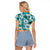 Aloha Hawaii Paniolo Teal Palaka Raglan Cropped T Shirt Coastal Rodeo - Polynesian Pride