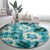 Aloha Hawaii Paniolo Teal Palaka Round Carpet Coastal Rodeo - Polynesian Pride