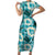Aloha Hawaii Paniolo Teal Palaka Short Sleeve Bodycon Dress Coastal Rodeo - Polynesian Pride