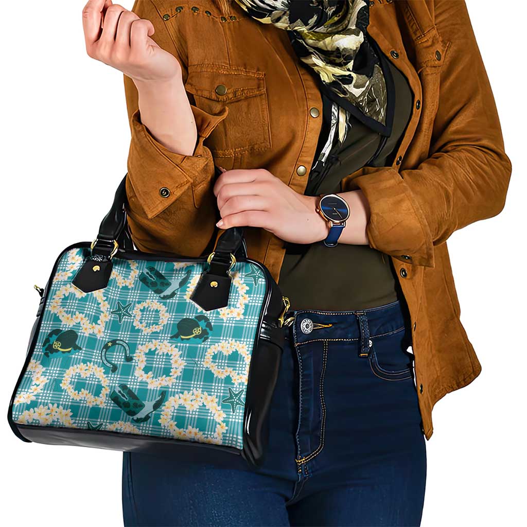 Aloha Hawaii Paniolo Teal Palaka Shoulder Handbag Coastal Rodeo - Polynesian Pride