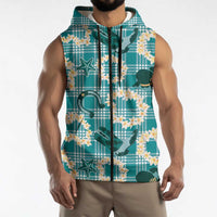 Aloha Hawaii Paniolo Teal Palaka Sleeveless Zip Hoodie Coastal Rodeo LT7