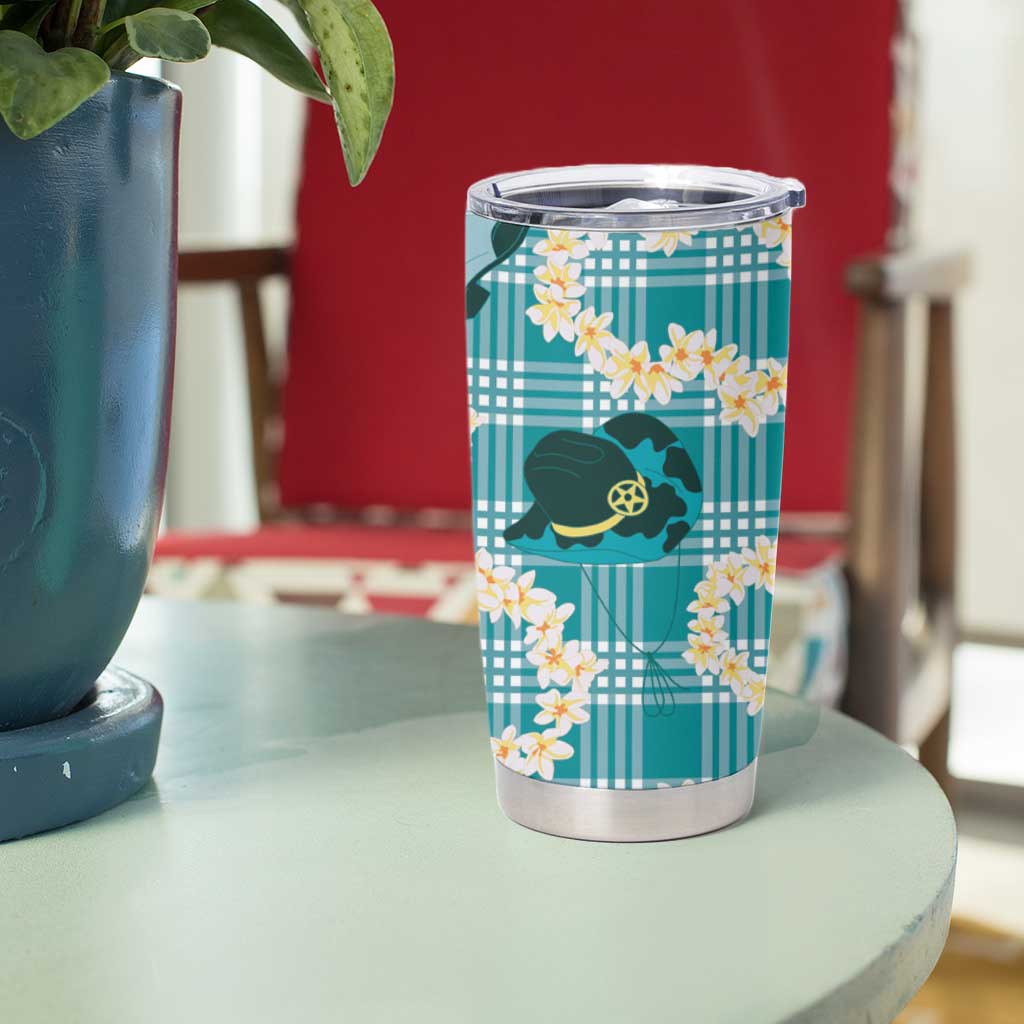 Aloha Hawaii Paniolo Teal Palaka Tumbler Cup Coastal Rodeo - Polynesian Pride