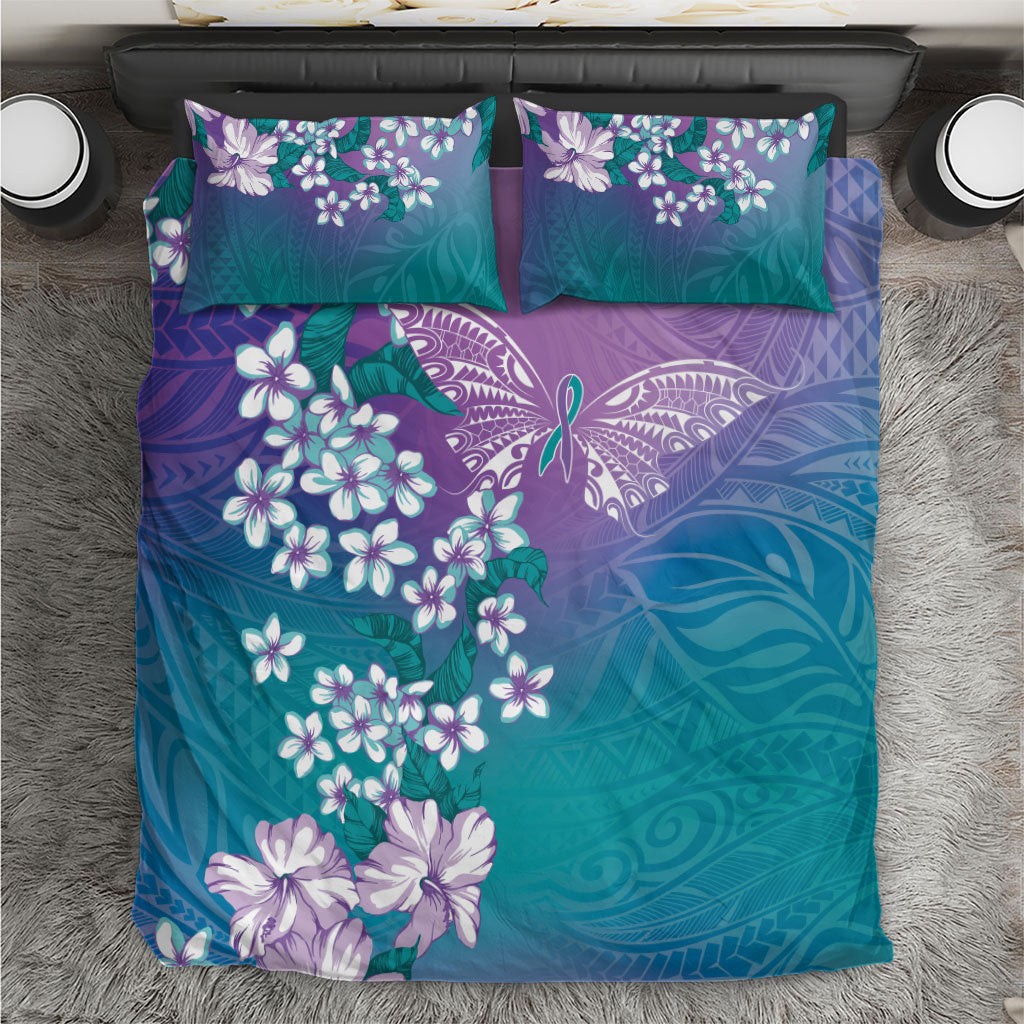 Dreamy Butterfly Polynesian Purple Teal Tribal Art Bedding Set Floral Vibes LT7 Purple Teal - Polynesian Pride
