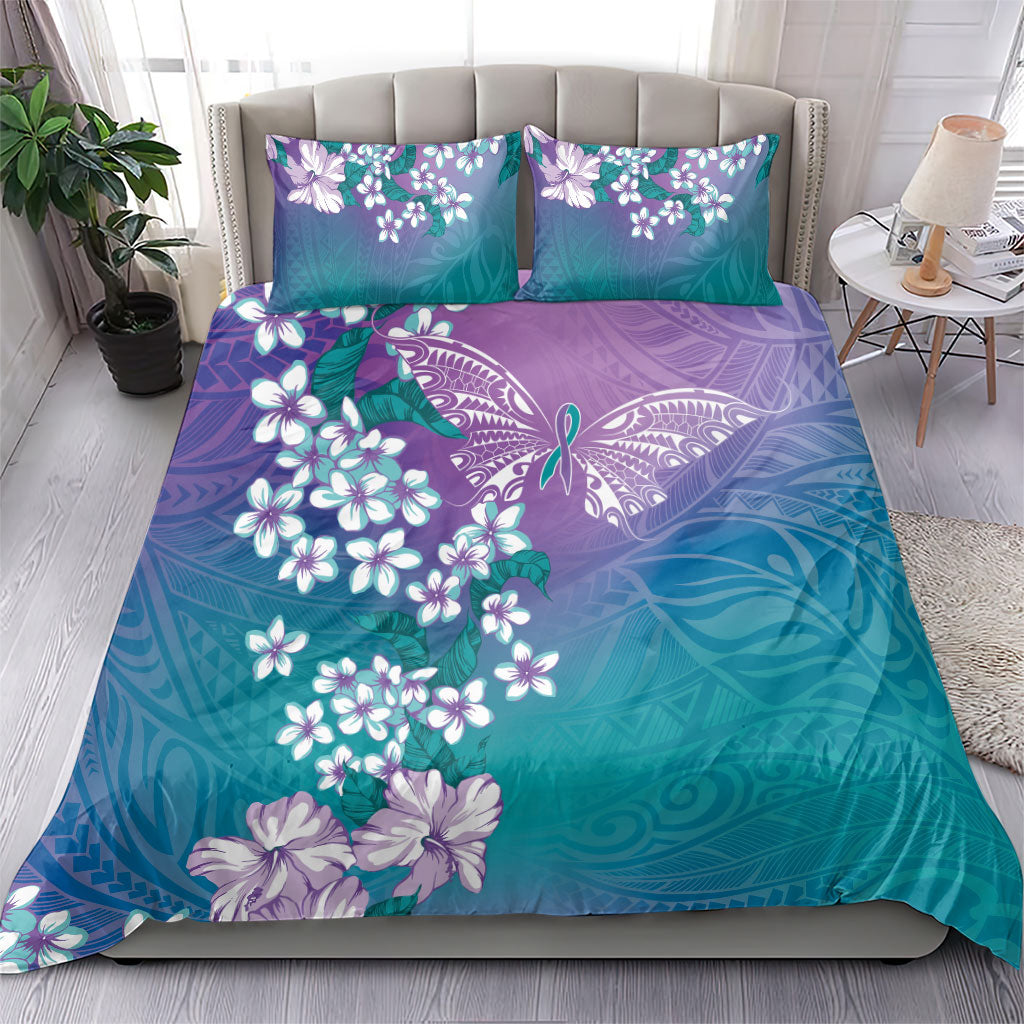 Dreamy Butterfly Polynesian Purple Teal Tribal Art Bedding Set Floral Vibes LT7 - Polynesian Pride