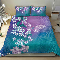 Dreamy Butterfly Polynesian Purple Teal Tribal Art Bedding Set Floral Vibes LT7 - Polynesian Pride