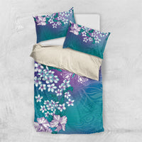 Dreamy Butterfly Polynesian Purple Teal Tribal Art Bedding Set Floral Vibes LT7 US Twin 172cm x 218cm Purple Teal - Polynesian Pride