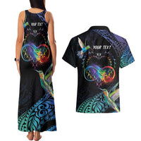Polynesian Cancers Awareness Couples Matching Tank Maxi Dress and Hawaiian Shirt Hummingbird - Fly High Until We Meet Again