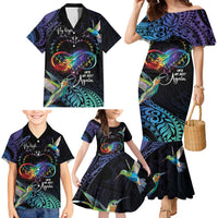Polynesian Cancers Awareness Family Matching Mermaid Dress and Hawaiian Shirt Hummingbird - Fly High Until We Meet Again LT7 - Polynesian Pride