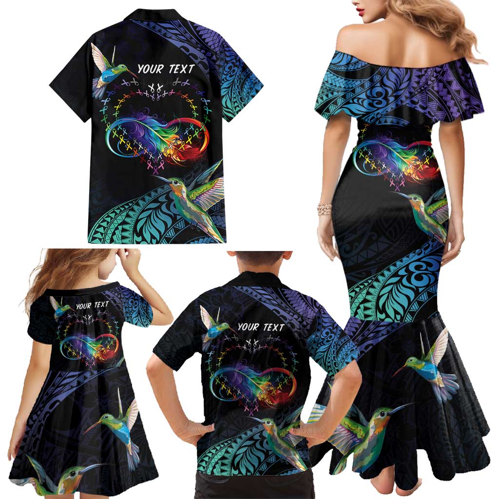 Polynesian Cancers Awareness Family Matching Mermaid Dress and Hawaiian Shirt Hummingbird - Fly High Until We Meet Again LT7 - Polynesian Pride