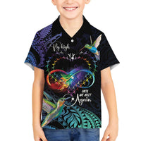 Polynesian Cancers Awareness Family Matching Off The Shoulder Long Sleeve Dress and Hawaiian Shirt Hummingbird - Fly High Until We Meet Again LT7 Son's Shirt Colorful - Polynesian Pride