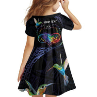 Polynesian Cancers Awareness Family Matching Off Shoulder Maxi Dress and Hawaiian Shirt Hummingbird - Fly High Until We Meet Again LT7 - Polynesian Pride