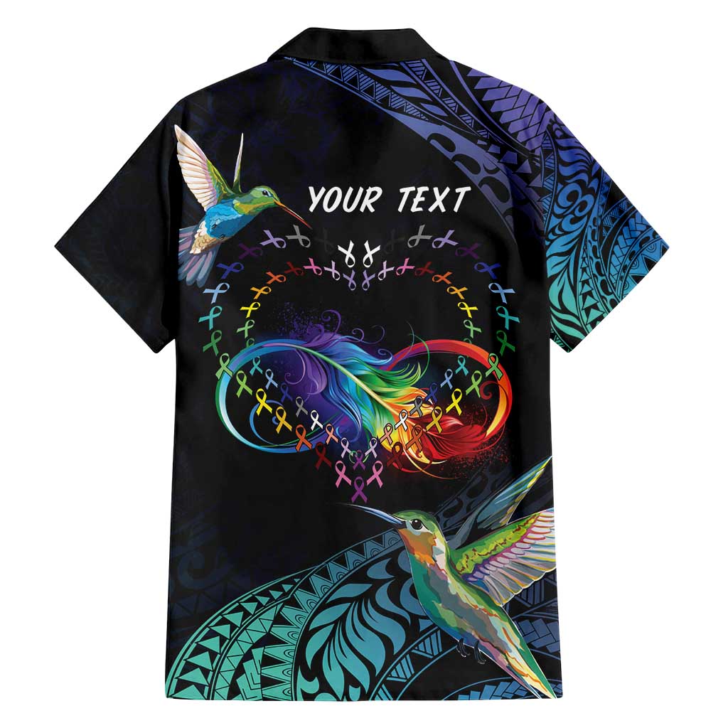 Polynesian Cancers Awareness Family Matching Off Shoulder Maxi Dress and Hawaiian Shirt Hummingbird - Fly High Until We Meet Again LT7 - Polynesian Pride
