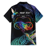 Polynesian Cancers Awareness Family Matching Off Shoulder Short Dress and Hawaiian Shirt Hummingbird - Fly High Until We Meet Again LT7 - Polynesian Pride